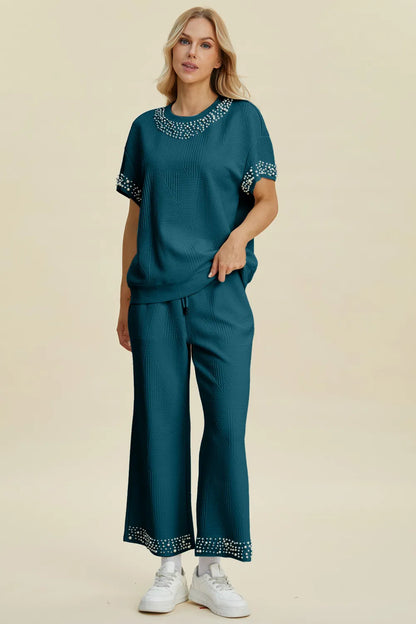 Get trendy with Round Neck Top and Pants Set - Two Piece Sets available at Styles Code. Grab yours today!