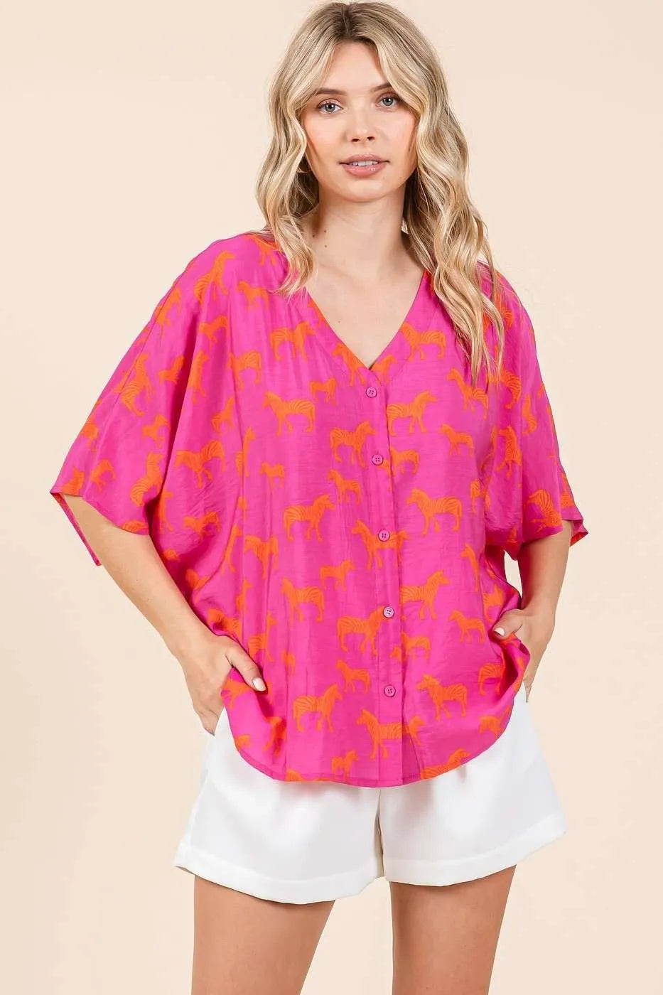 Get trendy with V-Neck Dolman Sleeve Top - Top available at Styles Code. Grab yours today!