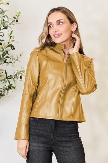 Get trendy with Mock Neck Zip Up Jacket - Jackets available at Styles Code. Grab yours today!