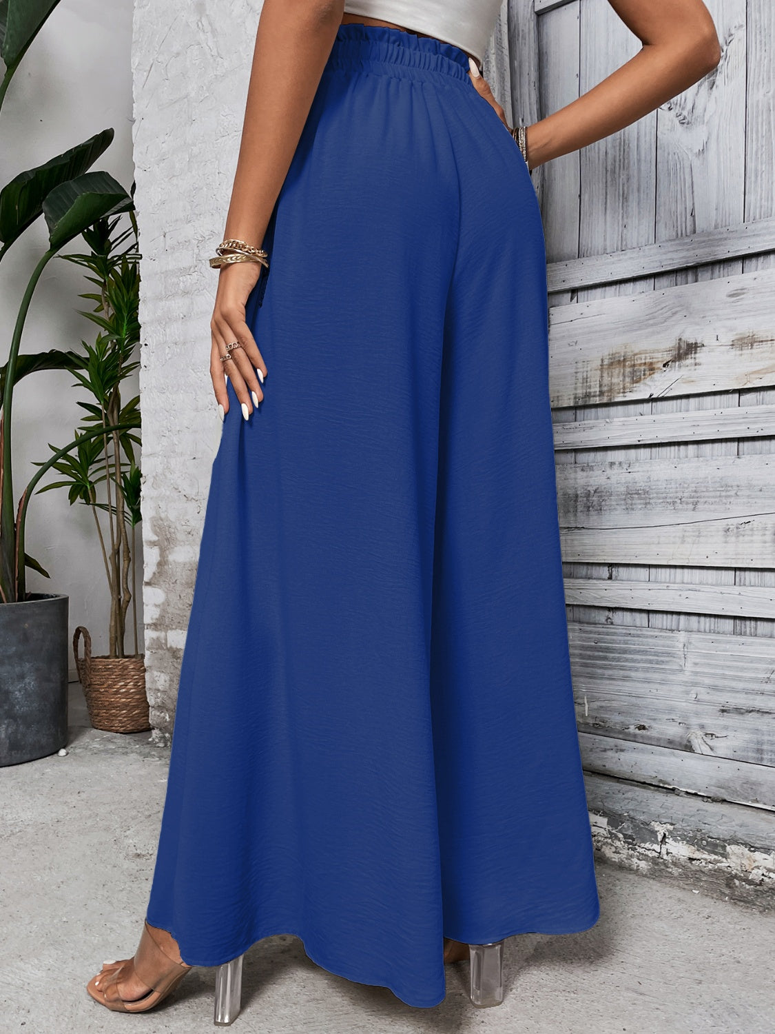 Get trendy with Honey Tied High Waist Wide Leg Pants - Pants available at Styles Code. Grab yours today!