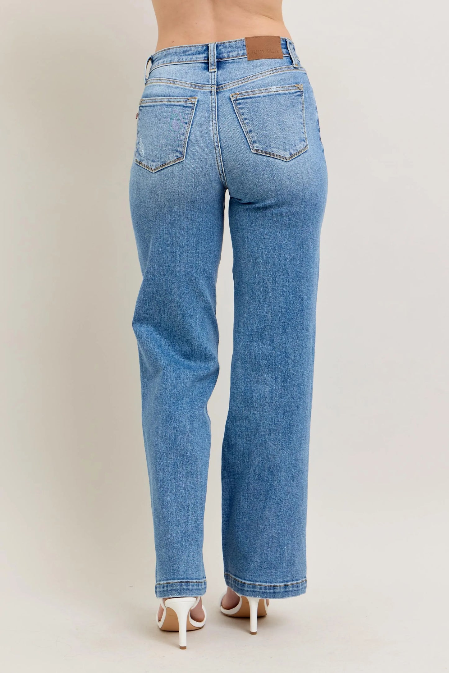 Get trendy with Full Size High Waist Straight Jeans - Jeans available at Styles Code. Grab yours today!