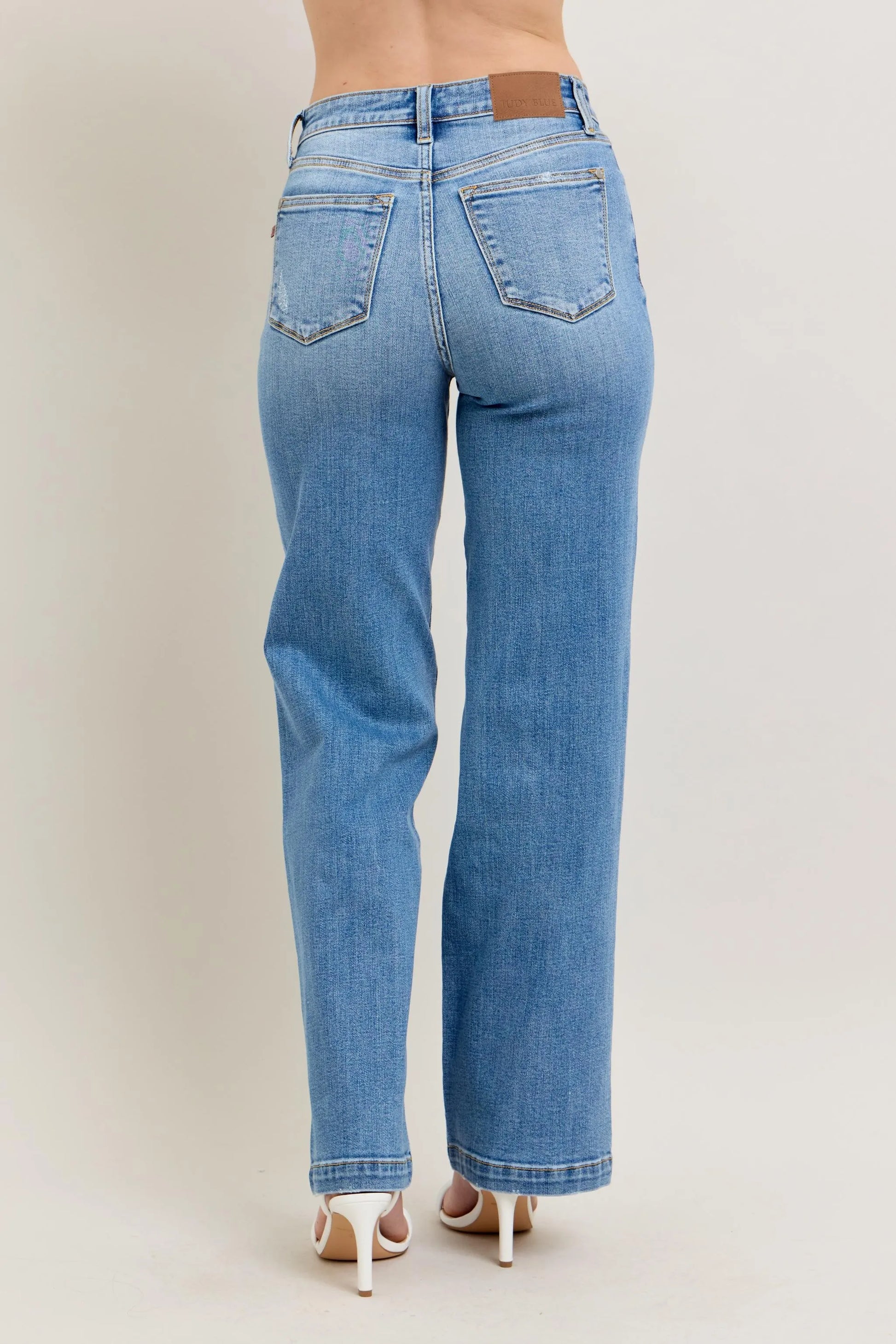 Get trendy with Full Size High Waist Straight Jeans - Jeans available at Styles Code. Grab yours today!