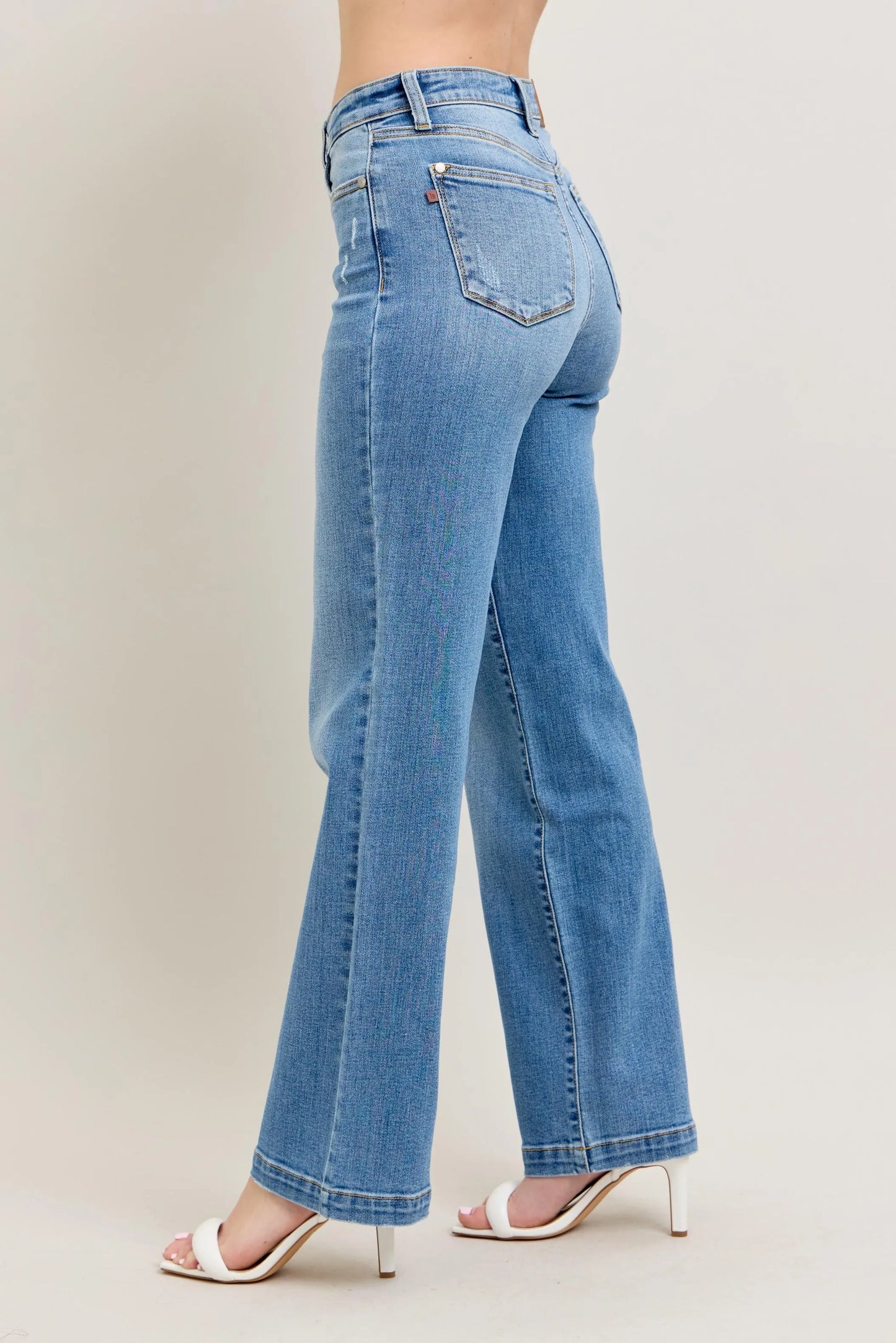 Get trendy with Full Size High Waist Straight Jeans - Jeans available at Styles Code. Grab yours today!