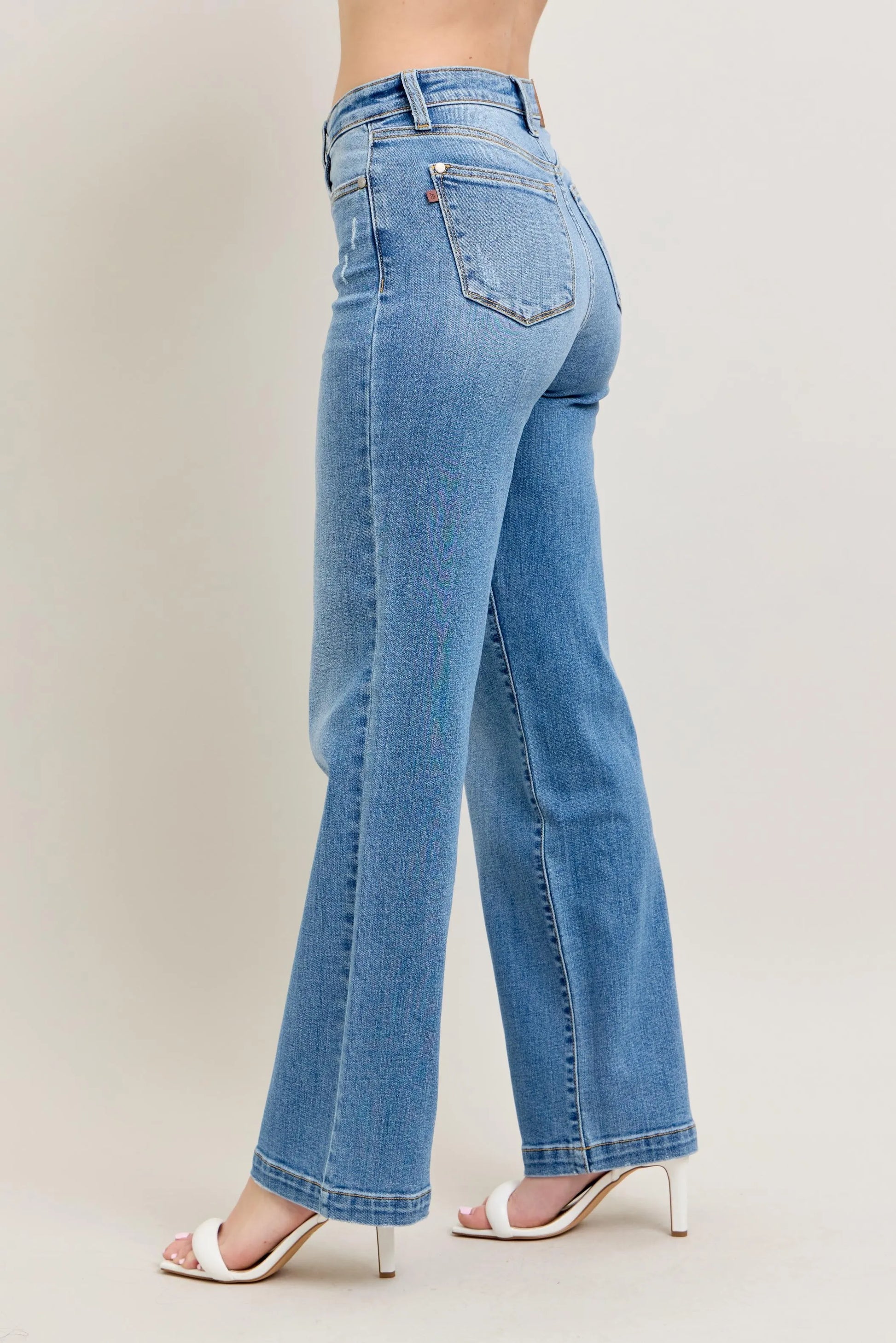Get trendy with Full Size High Waist Straight Jeans - Jeans available at Styles Code. Grab yours today!