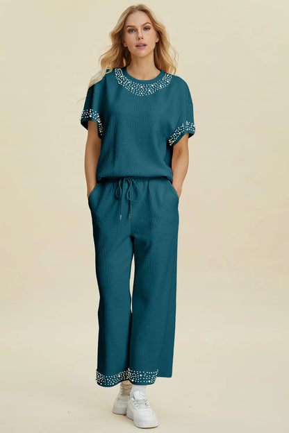 Get trendy with Round Neck Top and Pants Set - Two Piece Sets available at Styles Code. Grab yours today!