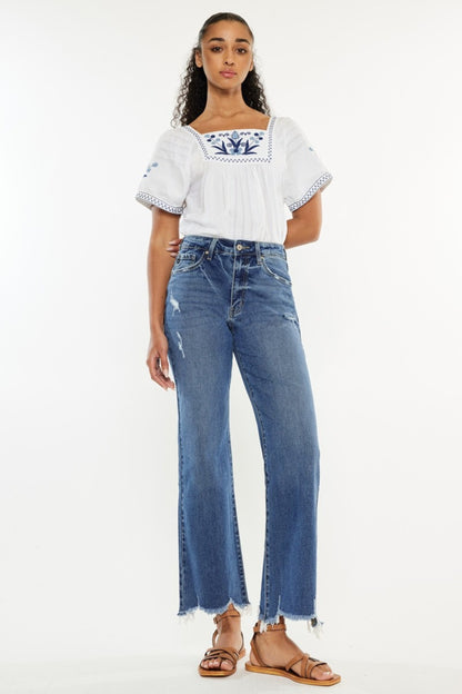 Get trendy with Kancan Full Size High Rise Slim Wide Leg Jeans - Jeans available at Styles Code. Grab yours today!