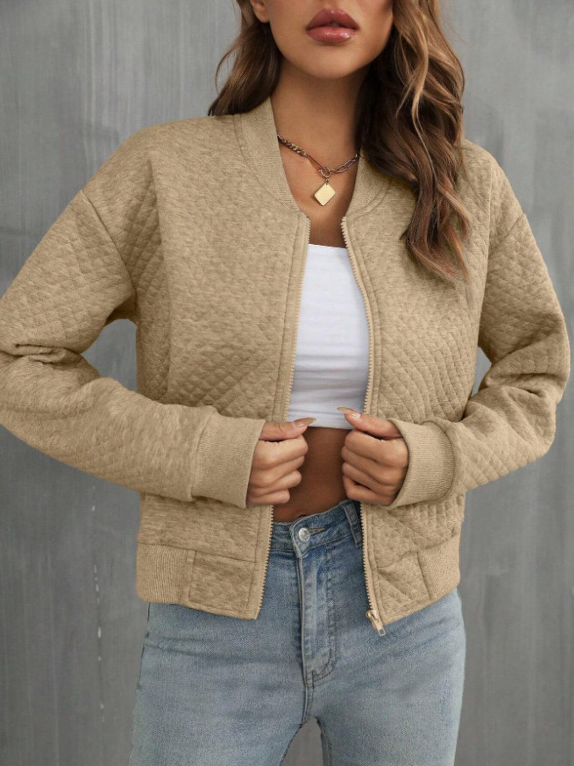 Get trendy with Zip Up Long Sleeve Jacket -  available at Styles Code. Grab yours today!