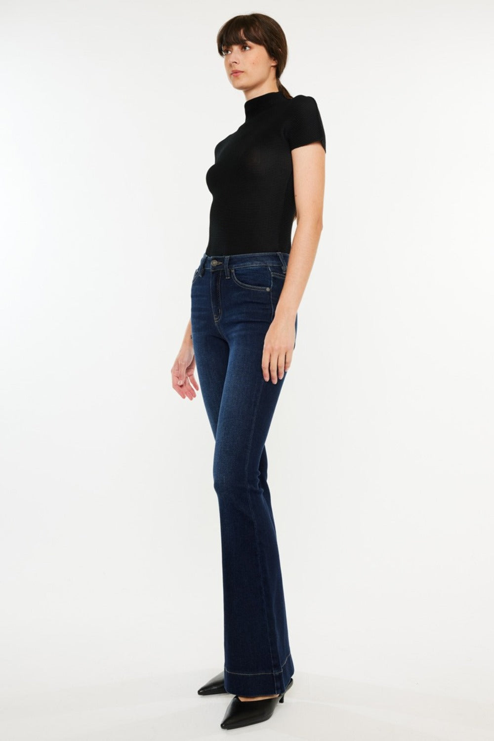 Get trendy with Kancan High Rise Slim Flare Jeans - Jeans available at Styles Code. Grab yours today!