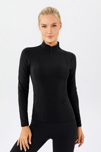 Get trendy with Mock Neck Quarter Zip Active T-Shirt -  available at Styles Code. Grab yours today!