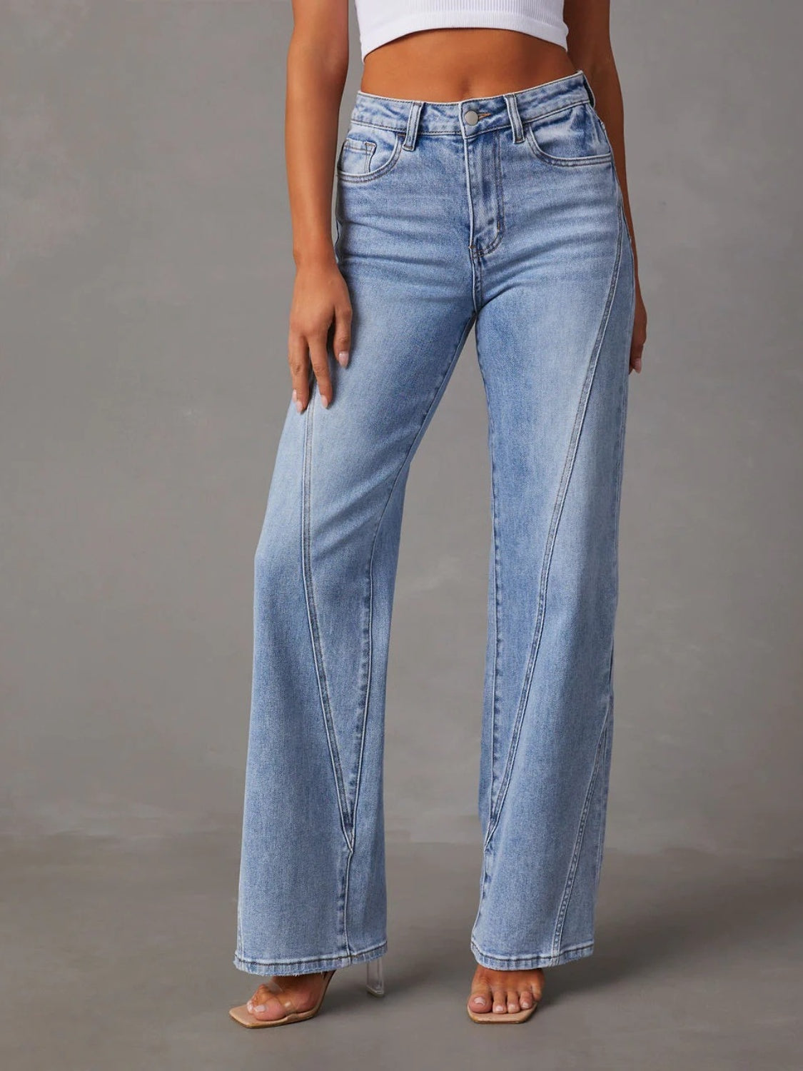 Get trendy with High Waist Straight Jeans with Pockets - Jeans available at Styles Code. Grab yours today!