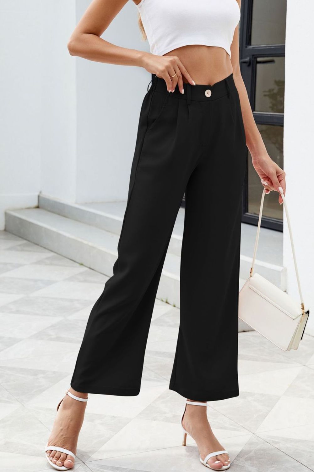 Get trendy with Pocketed High Waist Pants - Pants available at Styles Code. Grab yours today!