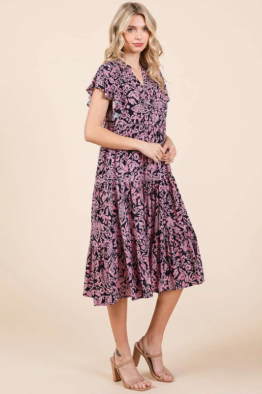 Get trendy with Ruffle Tier Midi Dress - Dress available at Styles Code. Grab yours today!