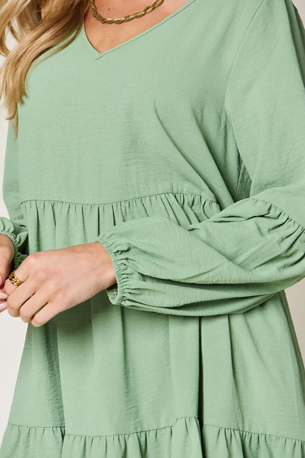 Get trendy with Full Size V-Neck Tiered Dress - Dress available at Styles Code. Grab yours today!