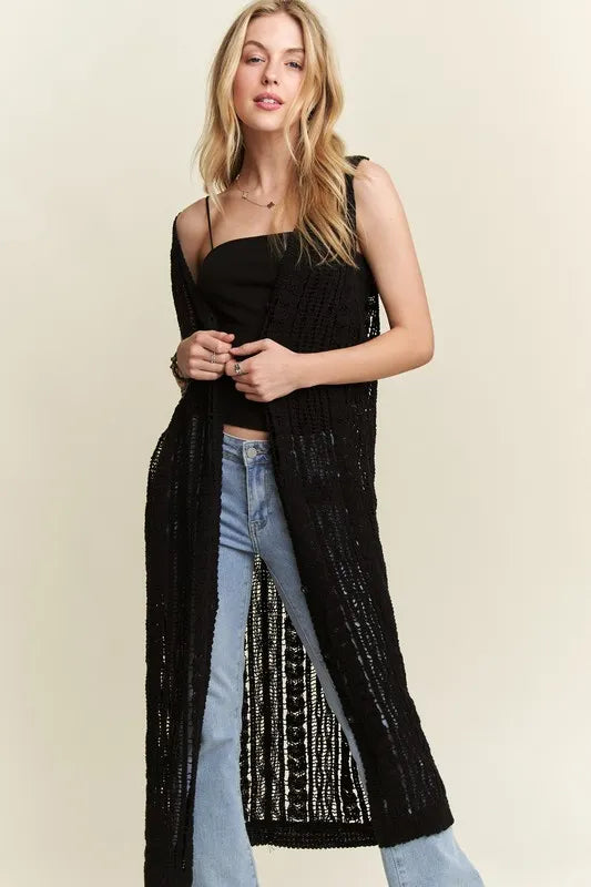 Get trendy with Button Down Crochet Cardigan -  available at Styles Code. Grab yours today!