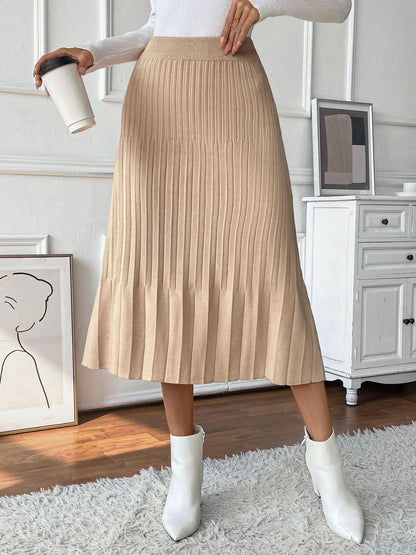 Get trendy with Perfee Pleated Midi Sweater Skirt - Skirts available at Styles Code. Grab yours today!