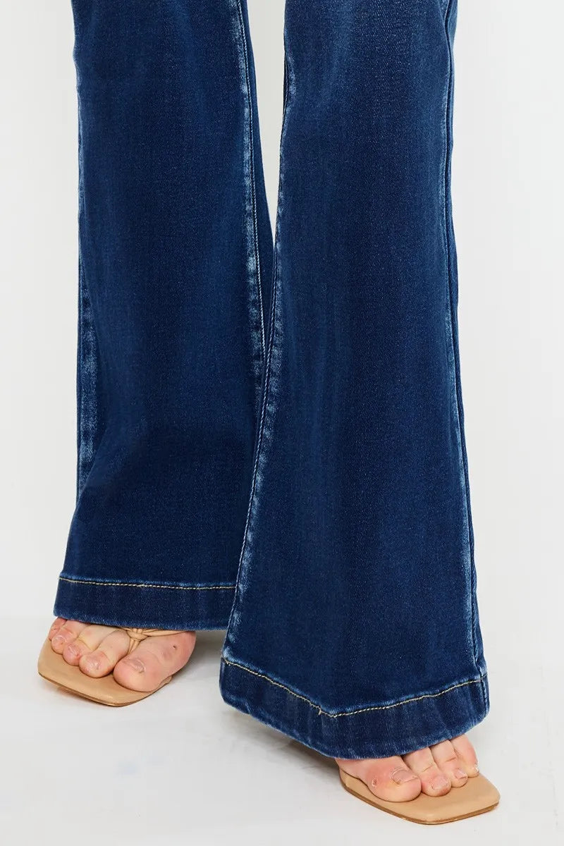 Get trendy with Button Fly Flare Jeans - Jeans available at Styles Code. Grab yours today!
