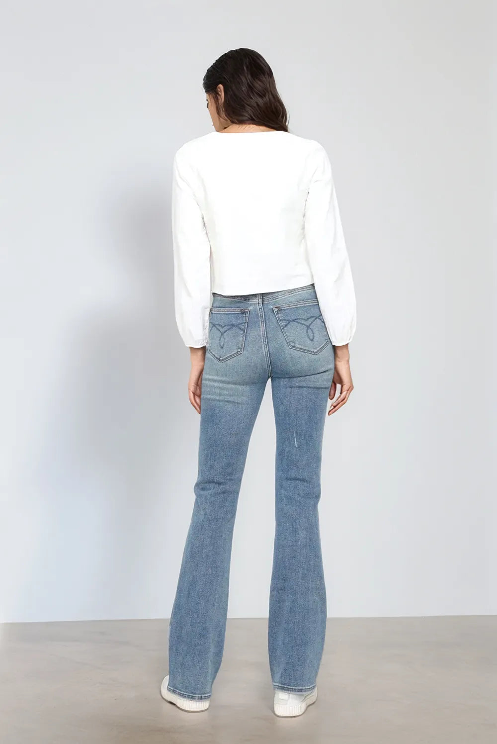 Get trendy with Full Size Tummy Control Bootcut Jeans - Jeans available at Styles Code. Grab yours today!