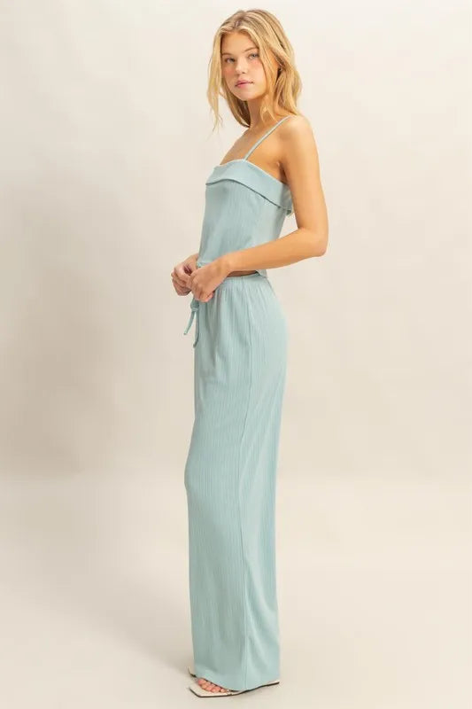 Get trendy with Rib Knit Cami Top and Pants Set - Two Piece Sets available at Styles Code. Grab yours today!