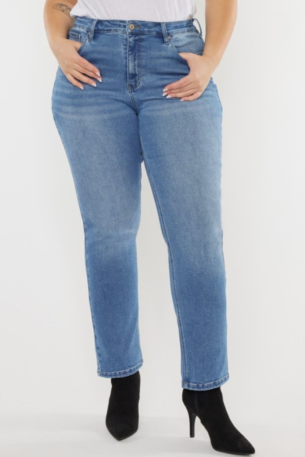 Get trendy with Kancan Full Size Cat's Whiskers High Waist Jeans - Plus Size available at Styles Code. Grab yours today!