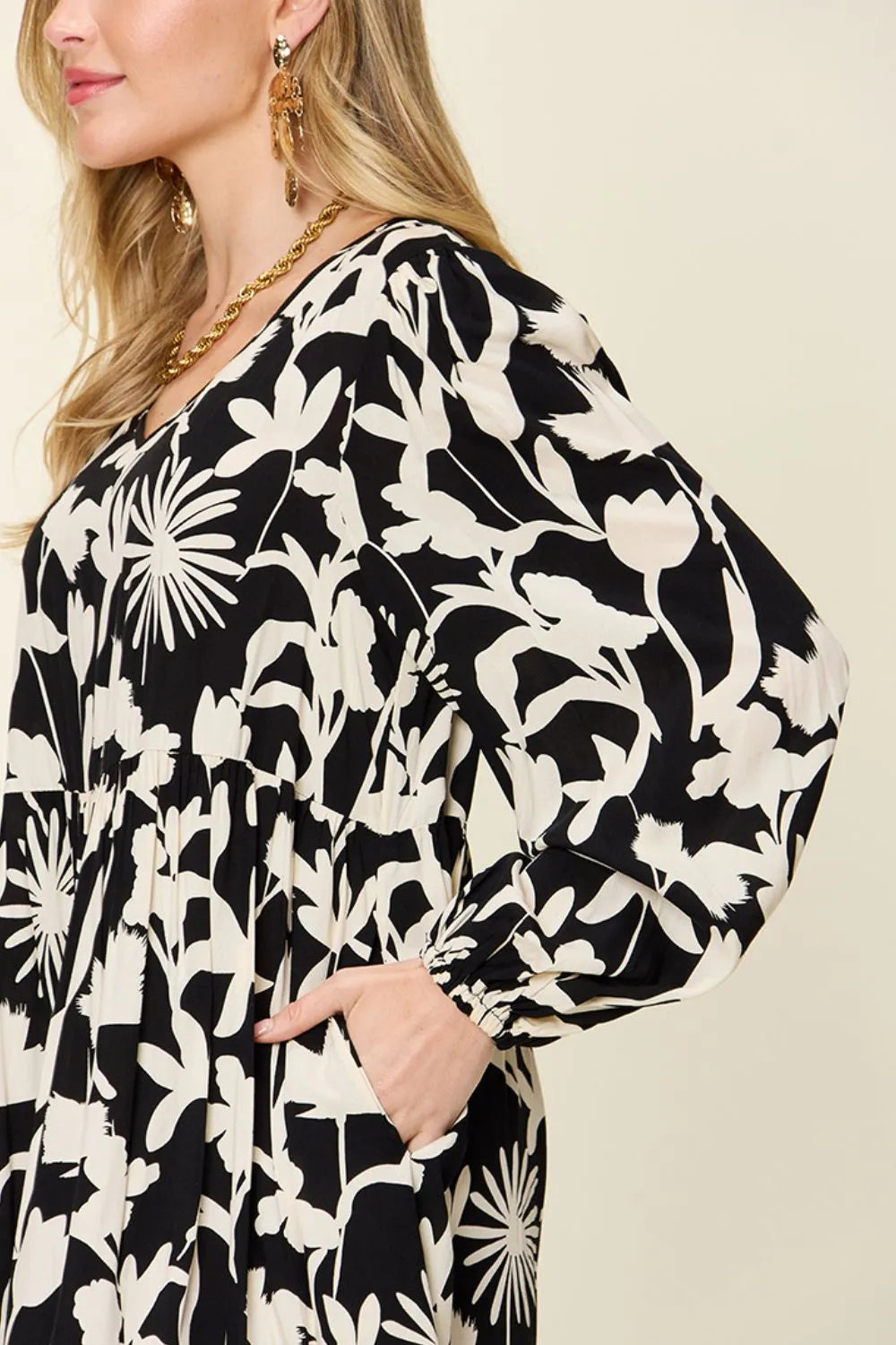 Get trendy with Full Size Printed Ruffle Hem Dress - Dress available at Styles Code. Grab yours today!