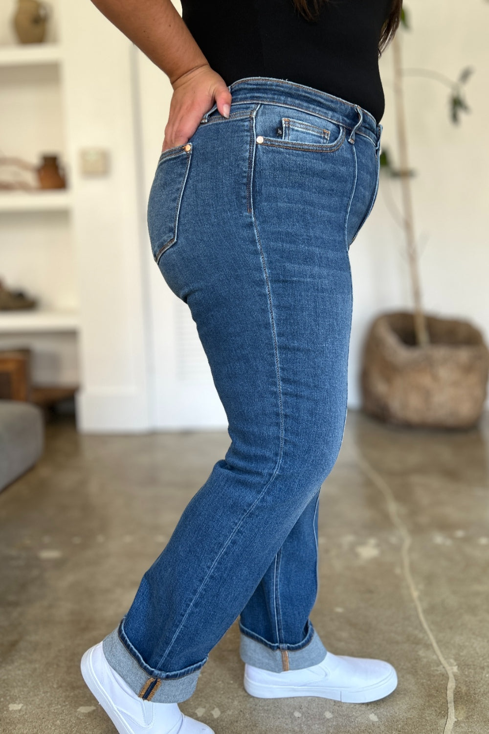 Get trendy with Judy Blue Full Size High Waist Front Seam Detail Straight Jeans - Plus Size available at Styles Code. Grab yours today!