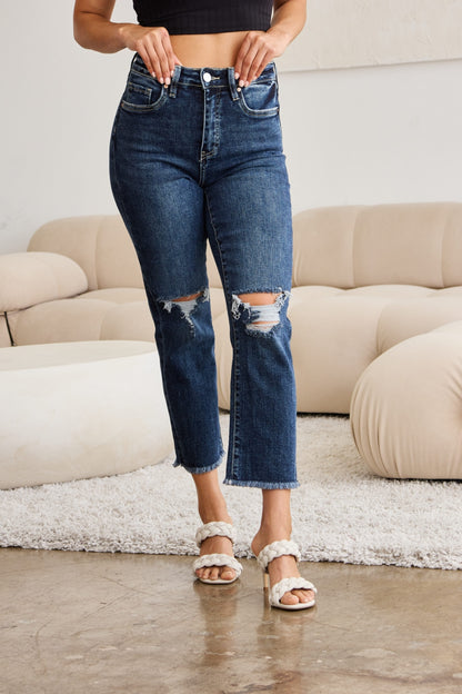 Get trendy with Full Size Distressed High Waist Jeans - Jeans available at Styles Code. Grab yours today!