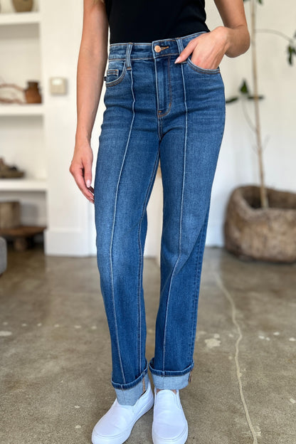 Get trendy with Full Size High Waist Straight Jeans - Plus Size available at Styles Code. Grab yours today!