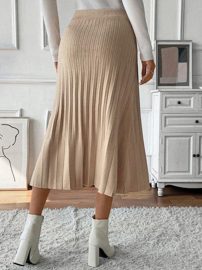 Get trendy with Perfee Pleated Midi Sweater Skirt - Skirts available at Styles Code. Grab yours today!