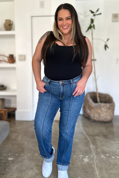 Get trendy with Full Size High Waist Straight Jeans - Plus Size available at Styles Code. Grab yours today!