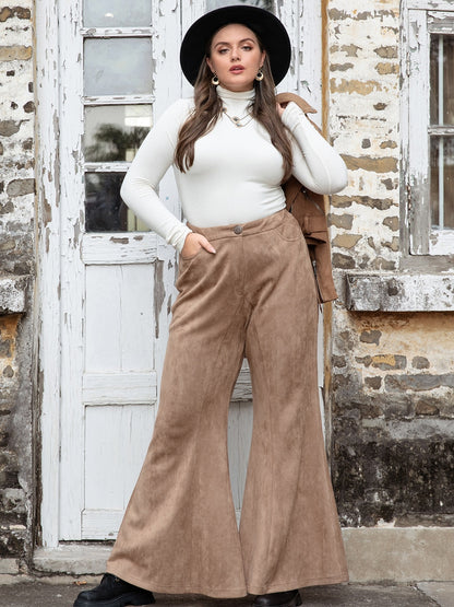 Get trendy with Plus Size Pocketed Flare Pants - Plus Size available at Styles Code. Grab yours today!