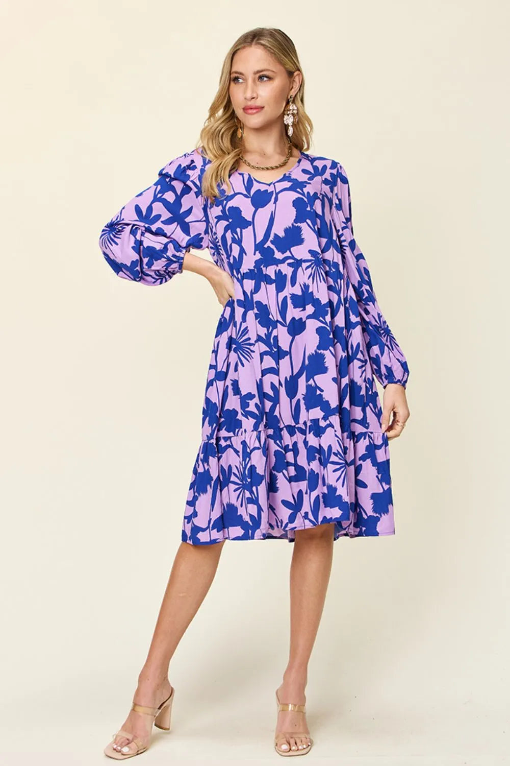 Get trendy with Full Size Printed Ruffle Hem Dress - Dress available at Styles Code. Grab yours today!