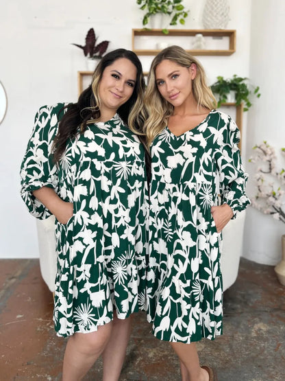 Get trendy with Full Size Printed Ruffle Hem Dress - Dress available at Styles Code. Grab yours today!