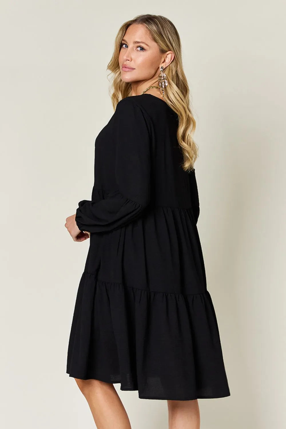 Get trendy with Full Size V-Neck Tiered Dress - Dress available at Styles Code. Grab yours today!