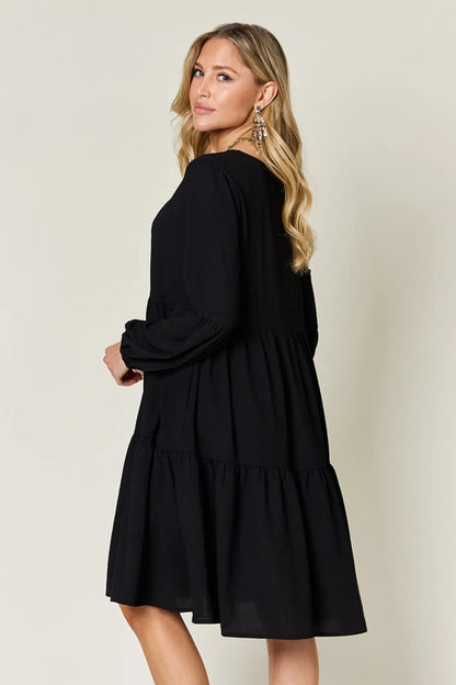Get trendy with Full Size V-Neck Tiered Dress - Dress available at Styles Code. Grab yours today!