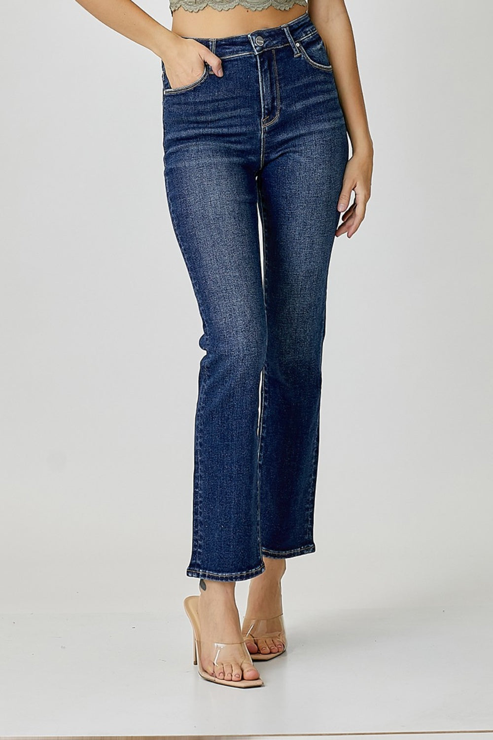 Get trendy with RISEN Full Size High Waist Straight Jeans - Jeans available at Styles Code. Grab yours today!