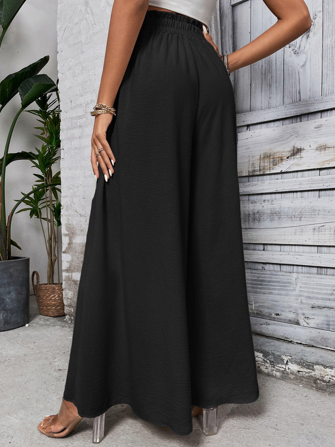 Get trendy with Honey Tied High Waist Wide Leg Pants - Pants available at Styles Code. Grab yours today!