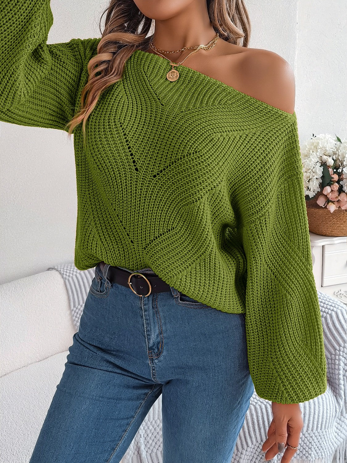 Get trendy with Openwork Long Sleeve Sweater - Sweaters available at Styles Code. Grab yours today!