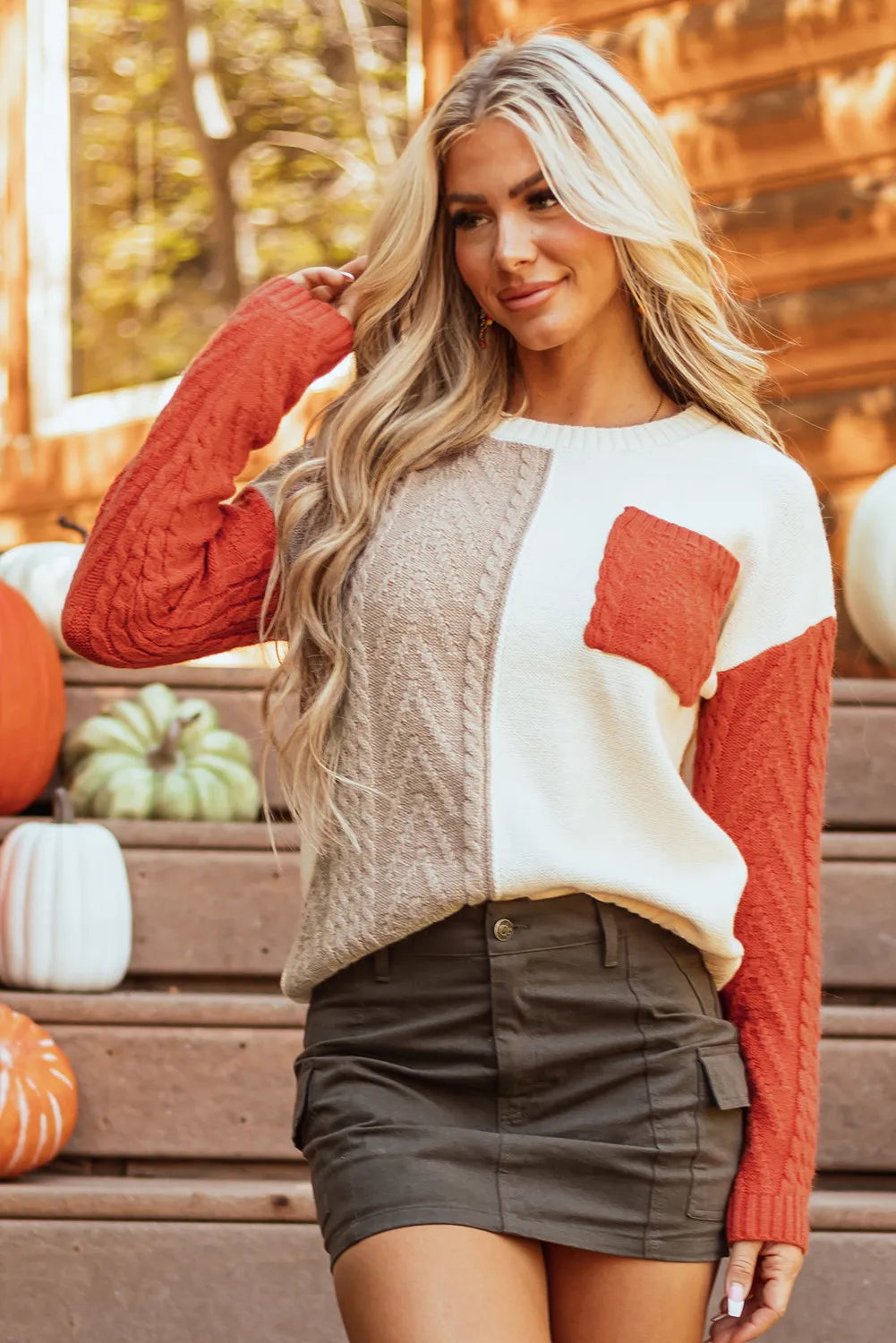 Get trendy with Color Block Round Neck Sweater - Sweaters available at Styles Code. Grab yours today!