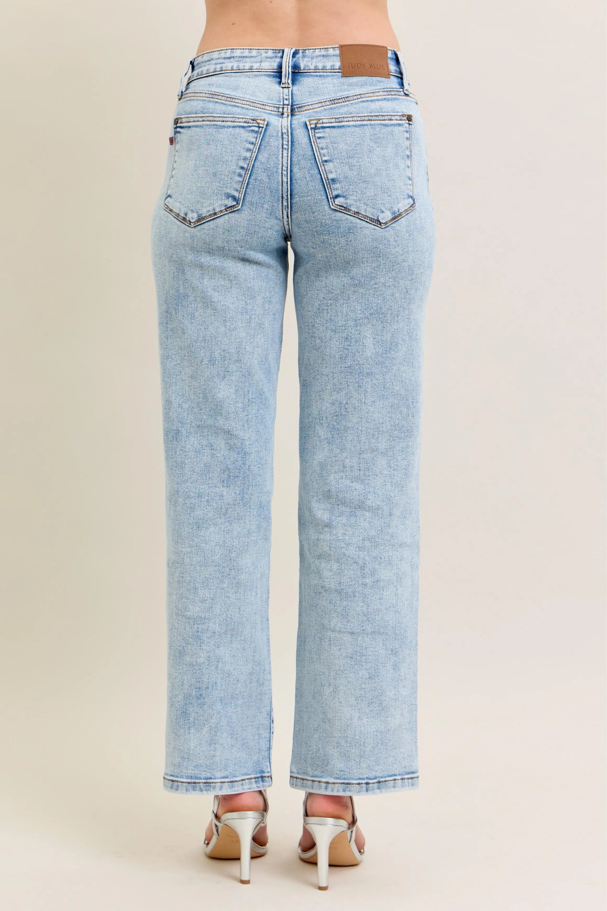 Get trendy with High Waist Stone Wash Straight Jeans - Jeans available at Styles Code. Grab yours today!