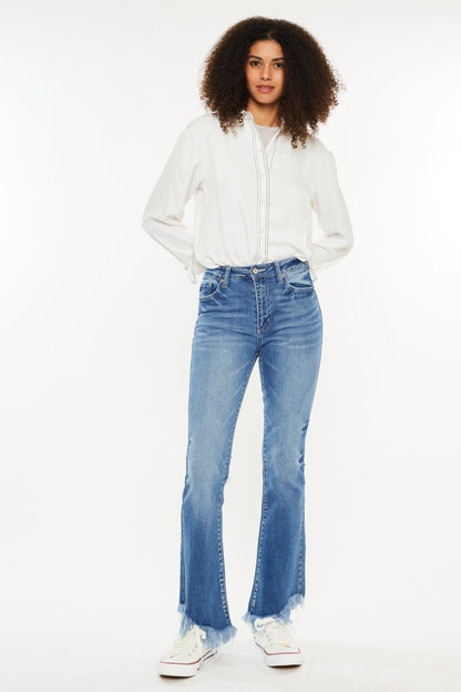 Get trendy with Kancan High Rise Frayed Hem Jeans - Jeans available at Styles Code. Grab yours today!