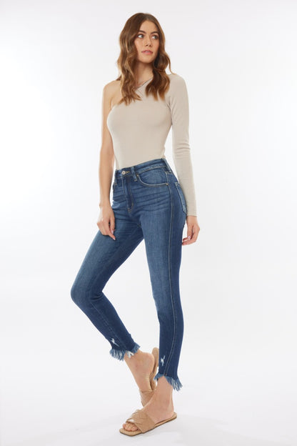 Get trendy with Raw Hem Cropped Jeans - Jeans available at Styles Code. Grab yours today!