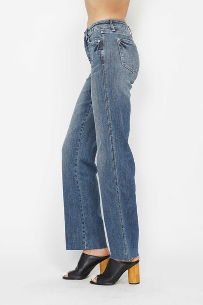 Get trendy with Full Size Tummy Control Straight Jeans - Jeans available at Styles Code. Grab yours today!