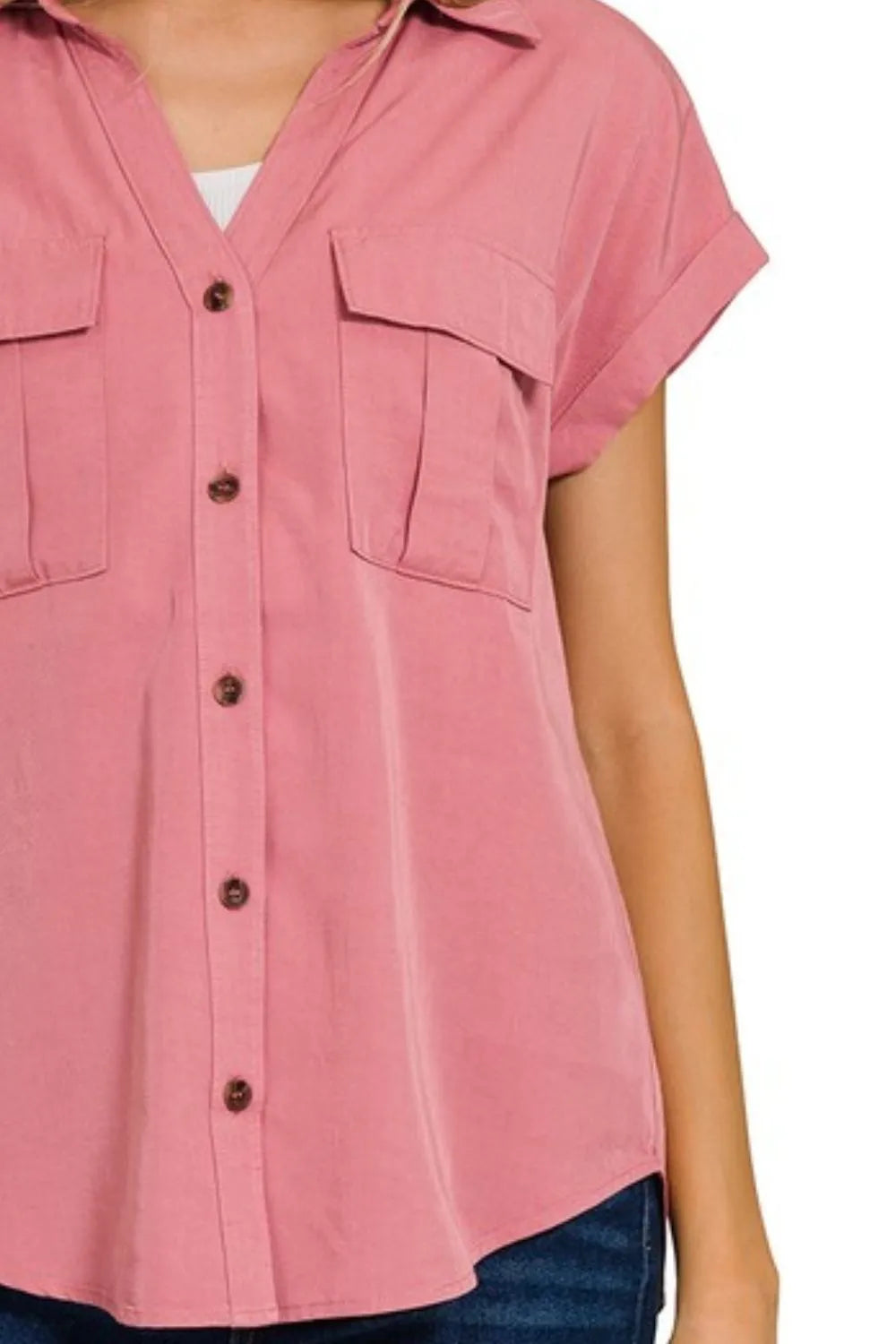 Get trendy with V-neck Collared Top - Top available at Styles Code. Grab yours today!