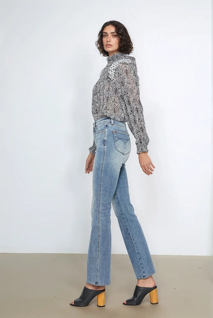 Get trendy with Full Size Tummy Control Bootcut Jeans - Jeans available at Styles Code. Grab yours today!
