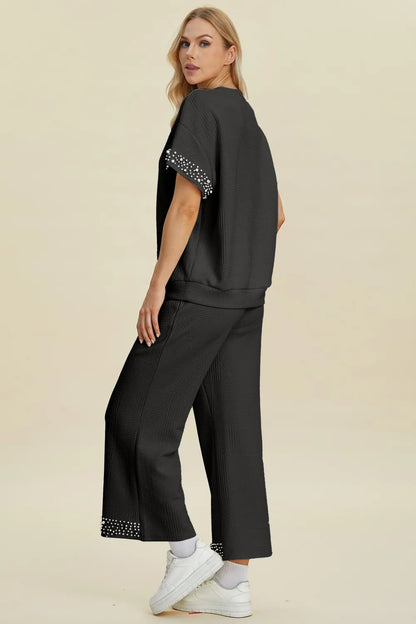 Get trendy with Round Neck Top and Pants Set - Two Piece Sets available at Styles Code. Grab yours today!