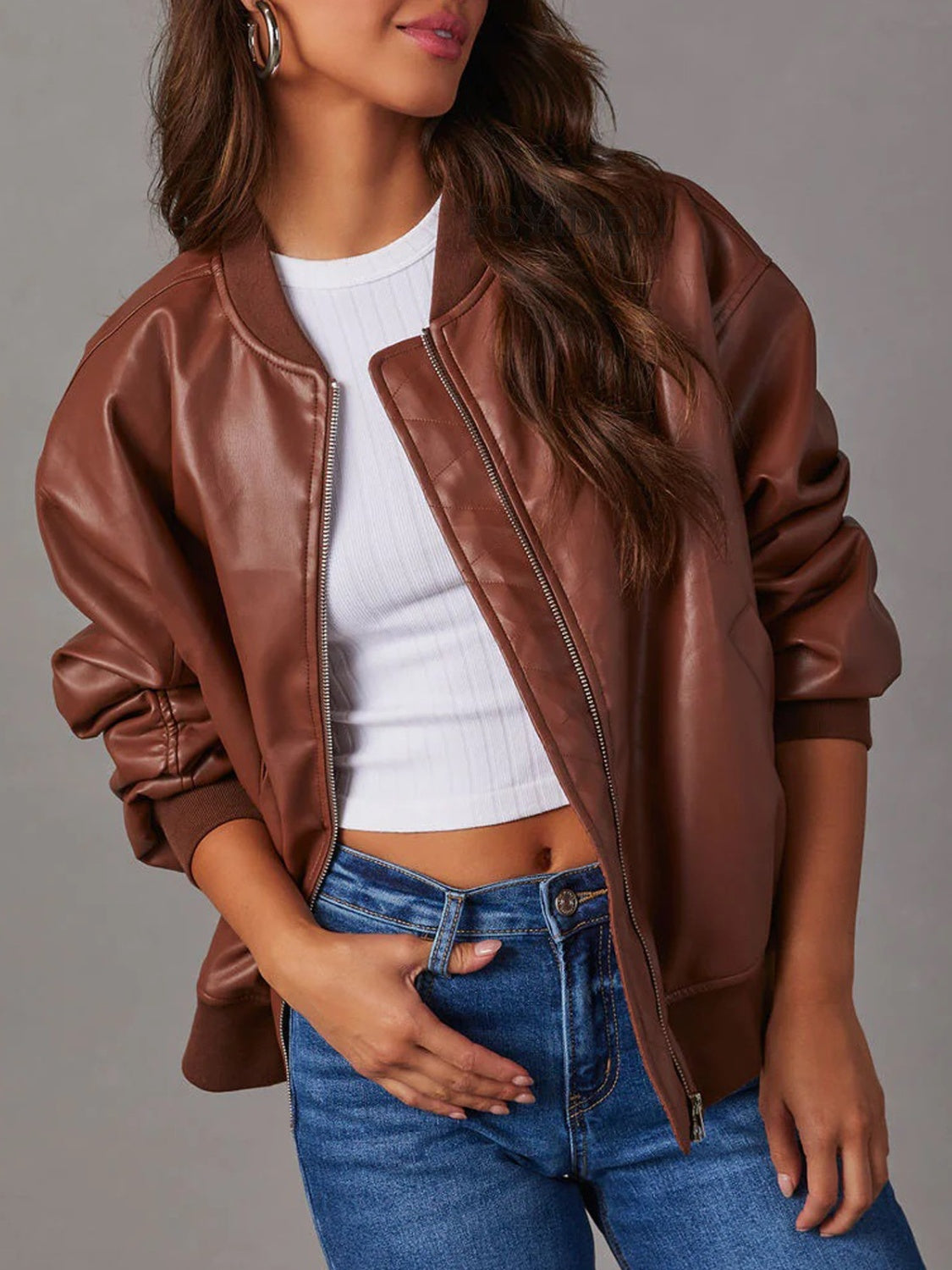 Get trendy with Zip Up Long Sleeve Jacket -  available at Styles Code. Grab yours today!