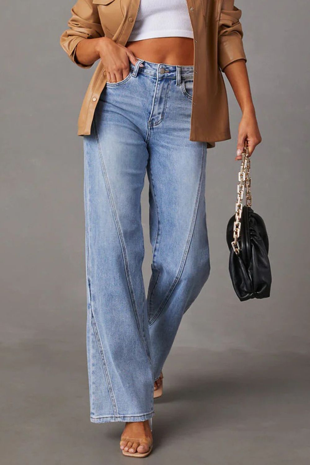 Get trendy with High Waist Straight Jeans with Pockets - Jeans available at Styles Code. Grab yours today!