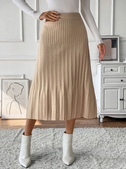 Get trendy with Perfee Pleated Midi Sweater Skirt - Skirts available at Styles Code. Grab yours today!