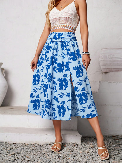 Get trendy with Slit Printed Midi Skirt - Skirts available at Styles Code. Grab yours today!