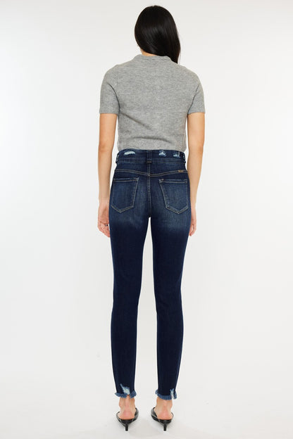 Get trendy with Kancan Full Size Cat's Whiskers Raw Hem High Waist Jeans -  available at Styles Code. Grab yours today!